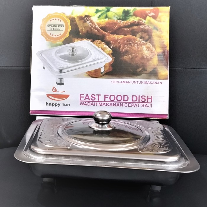 Tempat Makan Prasmanan / Piring Saji / Panci Fast Food Dish / Prasmanan Kotak Stainless Steel