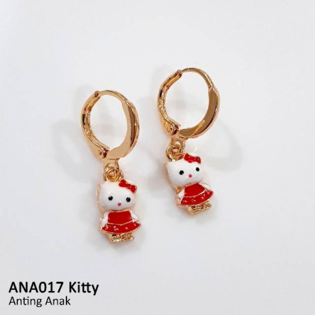 Xuping-anting anak hello kitty cat berlapis emas