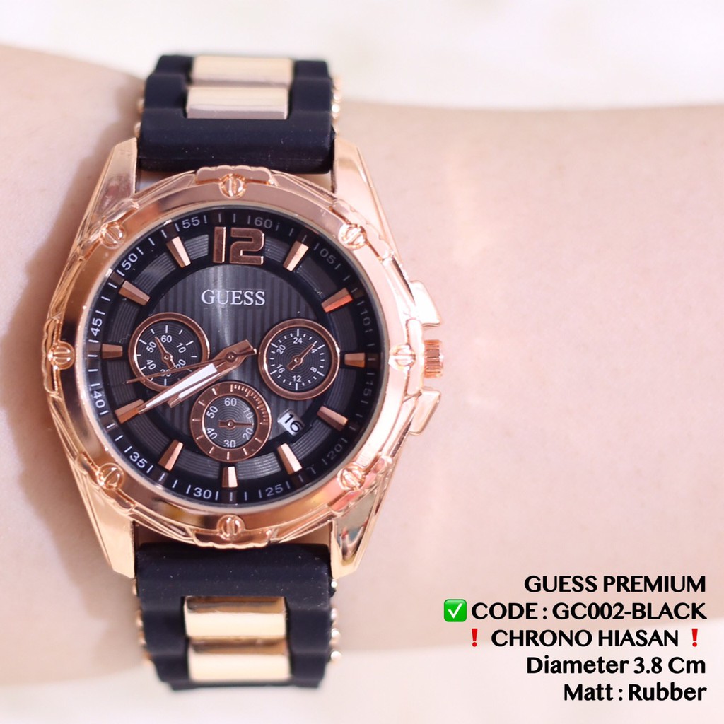 Jam tangan wanita tanggal aktif tali rubber karet fashion cewek free baterai analog GC001