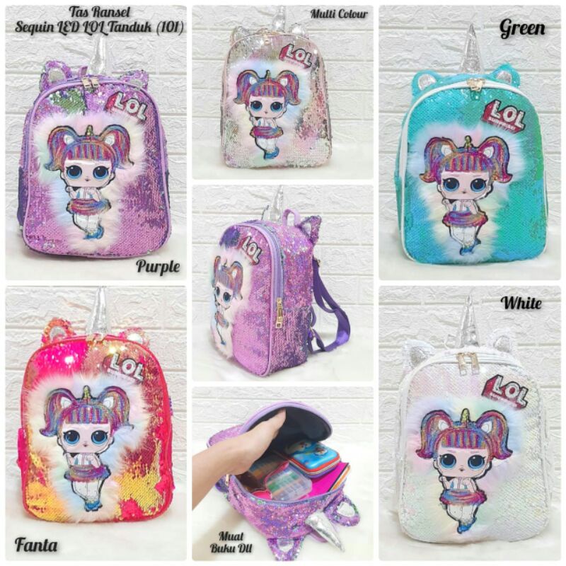 Tas Anak LOL LED / Tas Sequin Anak Perempuan