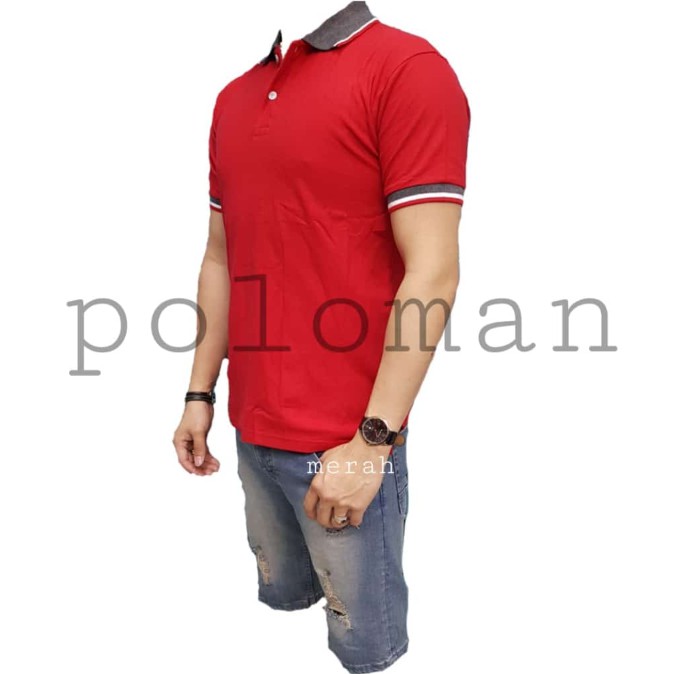 KAOS POLO WANGKI MERAH KERAH HITAM / KAOS OBLONG