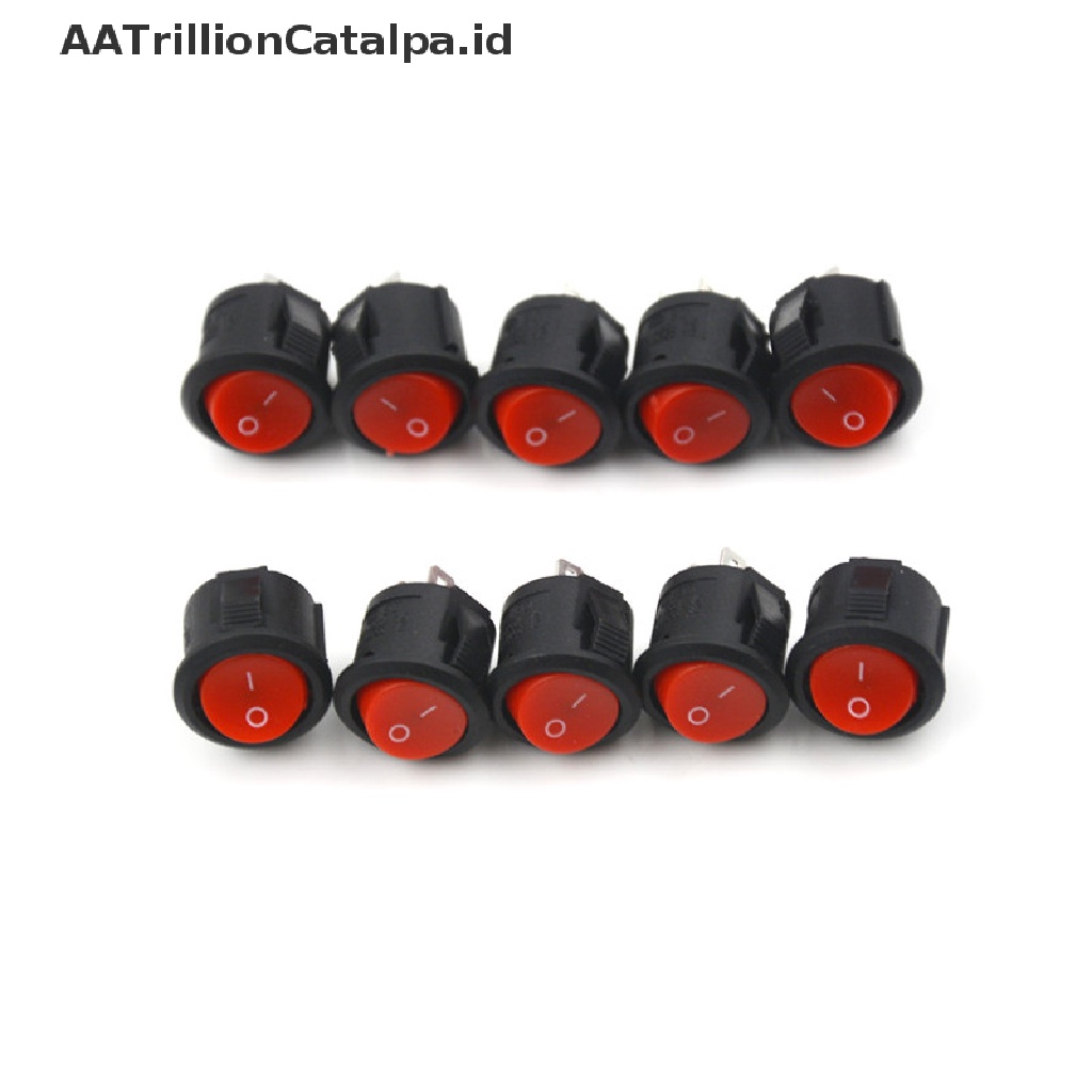 10 Pcs Saklar Rocker ON-OFF 2 Pin Bentuk Bulat Diameter 16mm 3A / 250V Untuk Perahu