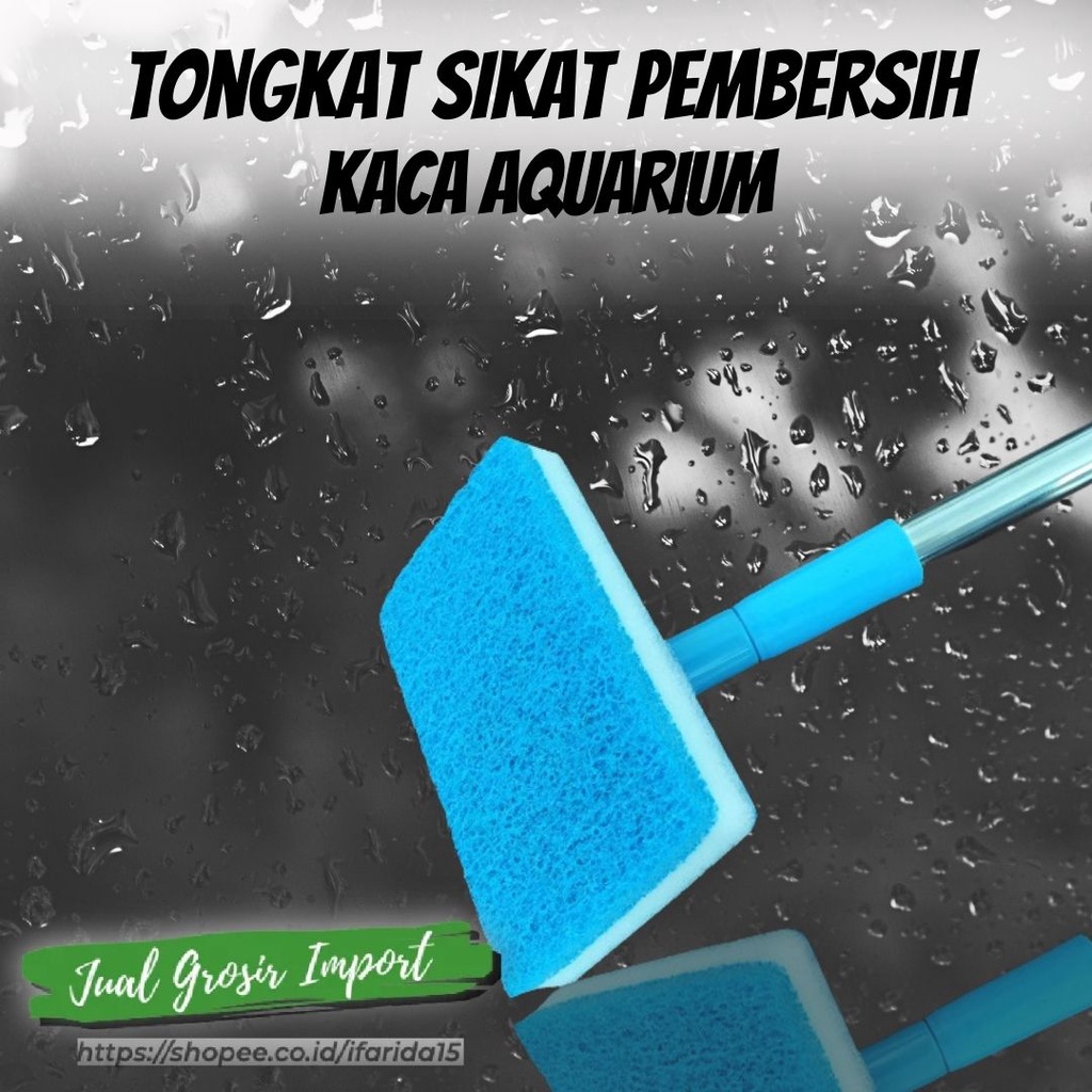 Sikat Pembersih Kaca Dengan Tongkat Stainless Adjustable Panjang 90cm