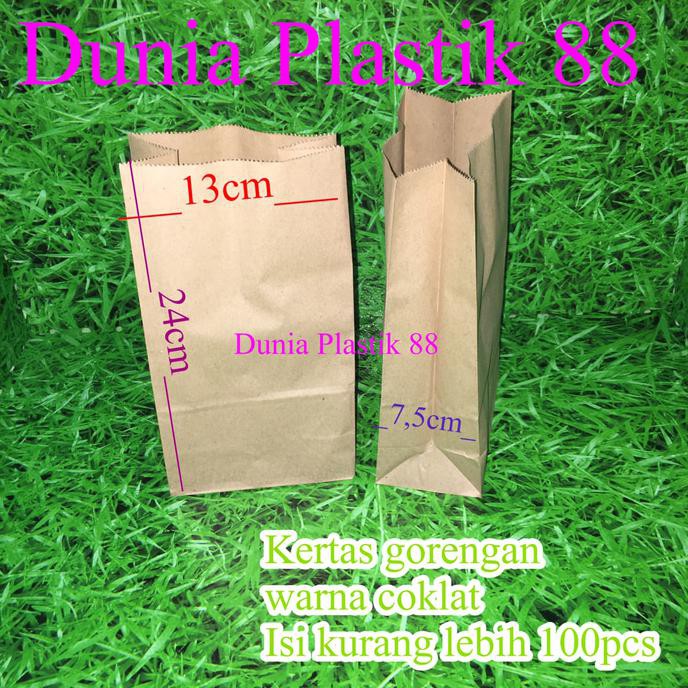 

ISI100PCS KANTONG KERTAS WARNA COKLAT PAPER BAG FLAT GORENGAN FOOD KUE