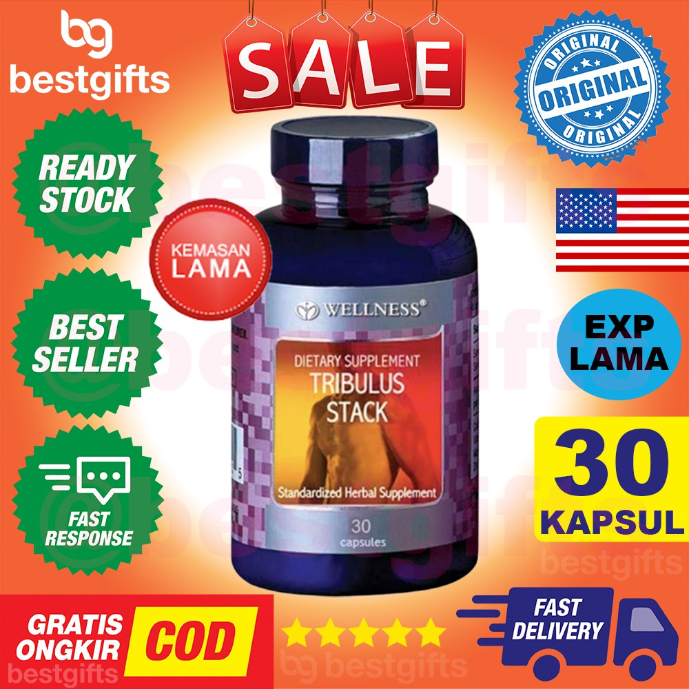 WELLNESS TRIBULUS STACK VITAMIN TESTOSTERON MENINGKATKAN GAIRAH LIBIDO HORMON PRIA LAKI 30 KAPSUL