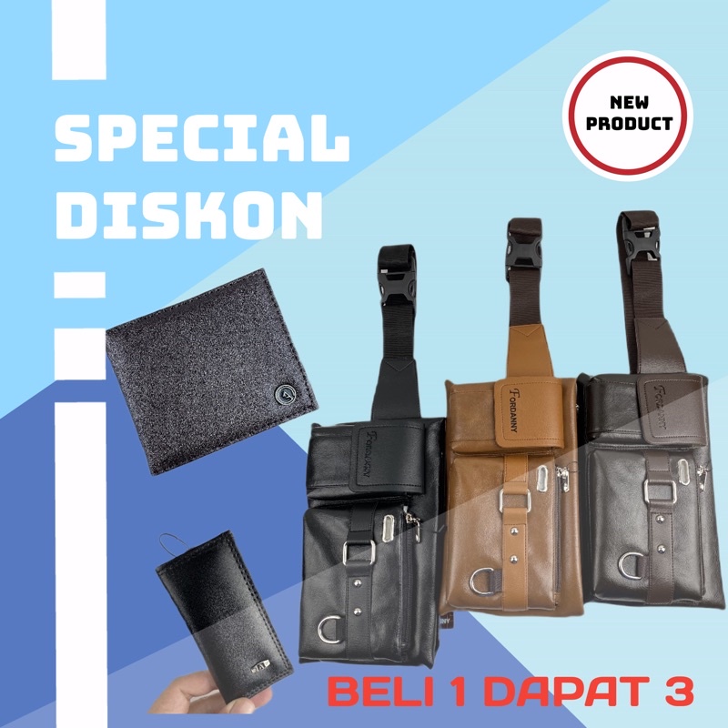 TAS SELEMPANG PRIA FORDANNY KULIT PU TAS PRIA SELEMPANG BAHAN ANTI AIR WAISTBAG GAUL PRIA WAISTBAG FASHION TAS SLINGBAG PRIA