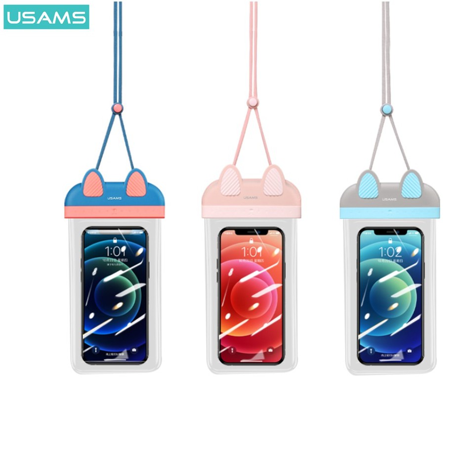 USAMS YD010 Mobile Phone Waterproof Bag Kantong Pelindung HP Anti Air Universal 7inch IPX8