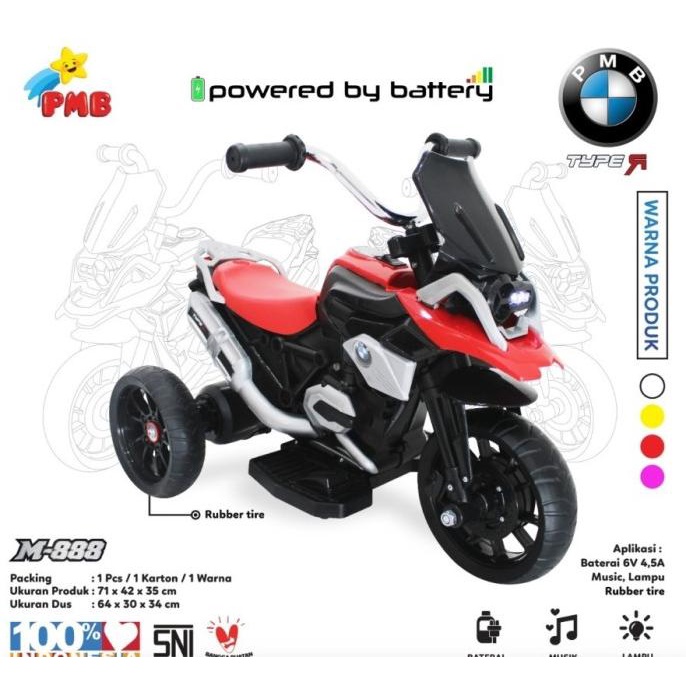 [COD] Motor Aki Anak PMB M888 Mainan Motor Anak BERKUALITAS Kode 822