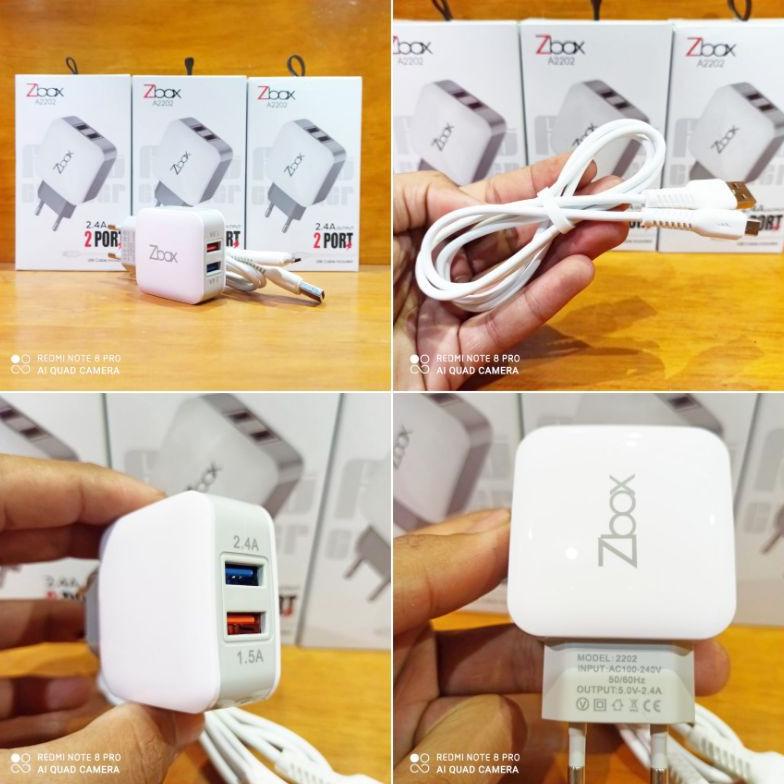 Travel Charger Cas Zbox A2202 2Usb Fast Charging Output 2,4A + Kabel Micro