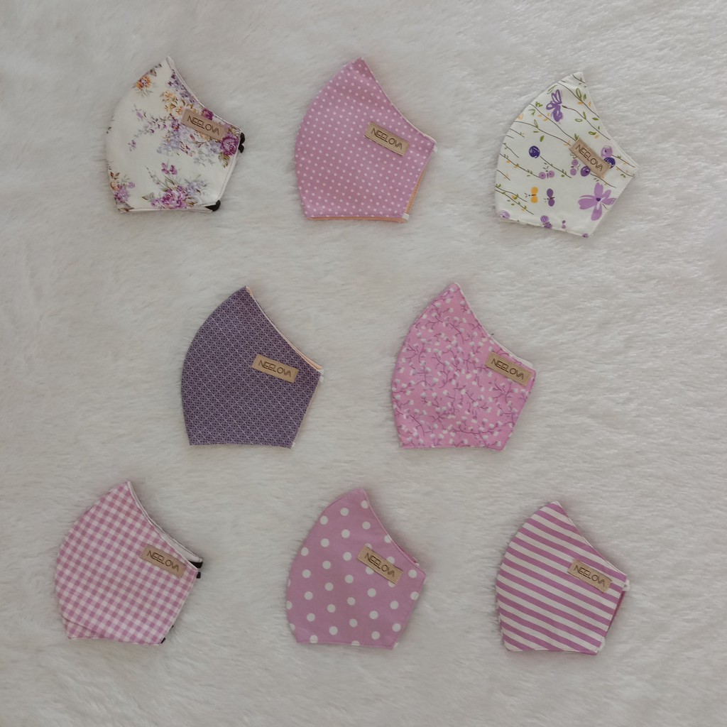 Masker  Duckbill Kain 3D Ply Katun Jepang Lilac Series Terbaru by Neelova