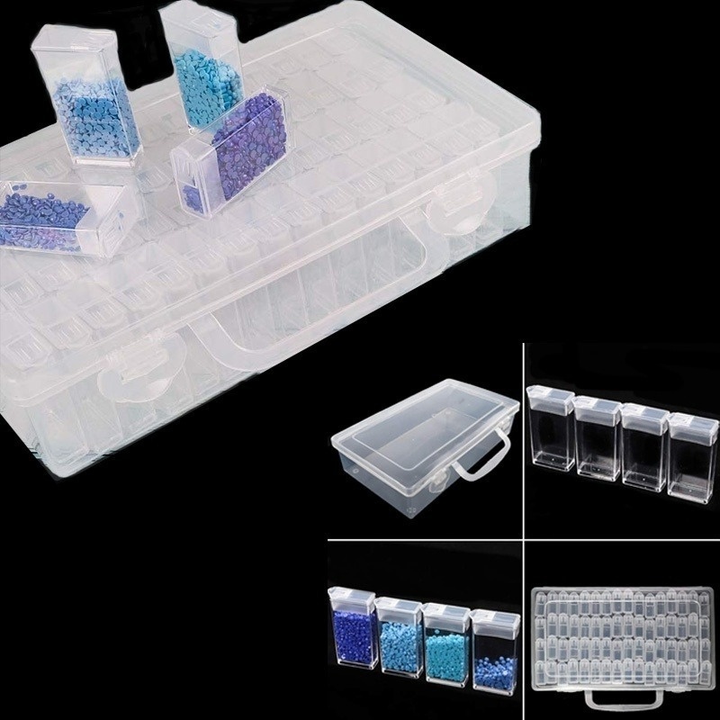 Kotak Penyimpanan Manik-Manik Lukisan Berlian 5D Portabel 64 Grid