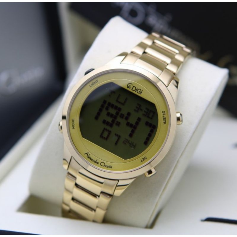 ORIGINAL GARANSI RESMI JAM TANGAN WANITA ALEXANDRI CHRISTIE FULL GOLD RANTAI STAINLESS STEEL ARLOJI 