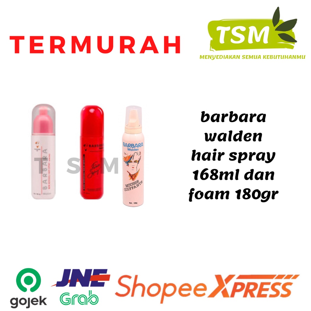 Barbara Walden Non Aerosol Hair Spray 168ml - Barbara Foam 180ml [Merah&amp; Pink]