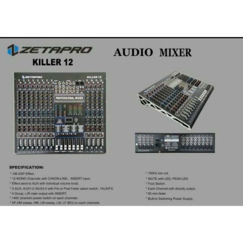 Mixer Audio 12 Channel Zetapro Killer 12 Original TERBAIK