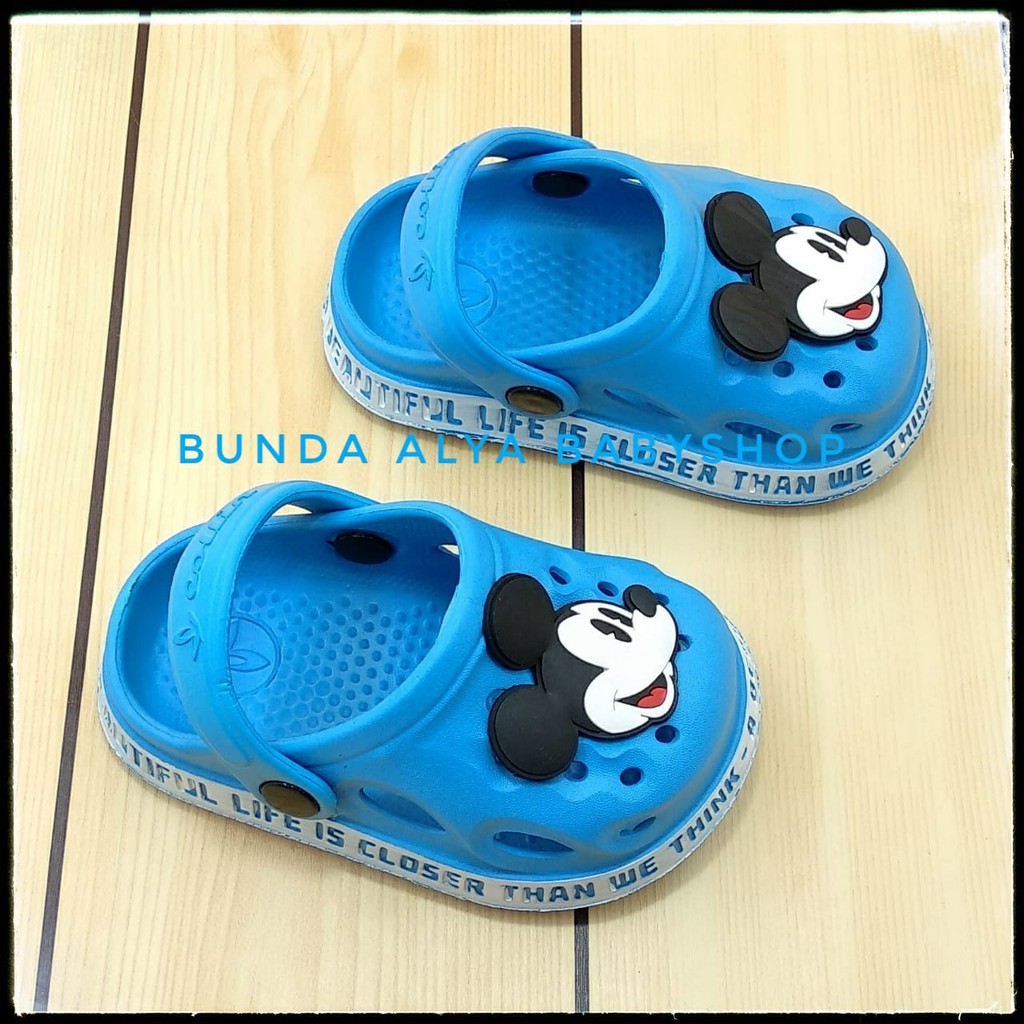 Sendal Anak Laki Usia 1 4 5 6 Tahun Lucu Karet Elastis - Sepatu Sandal Anak Cowok BIRU Size 18-29 Anti Licin