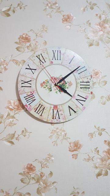 184 Jam Dinding Unik Shabby Bunga Perlengkapan Wall Decor Rumah