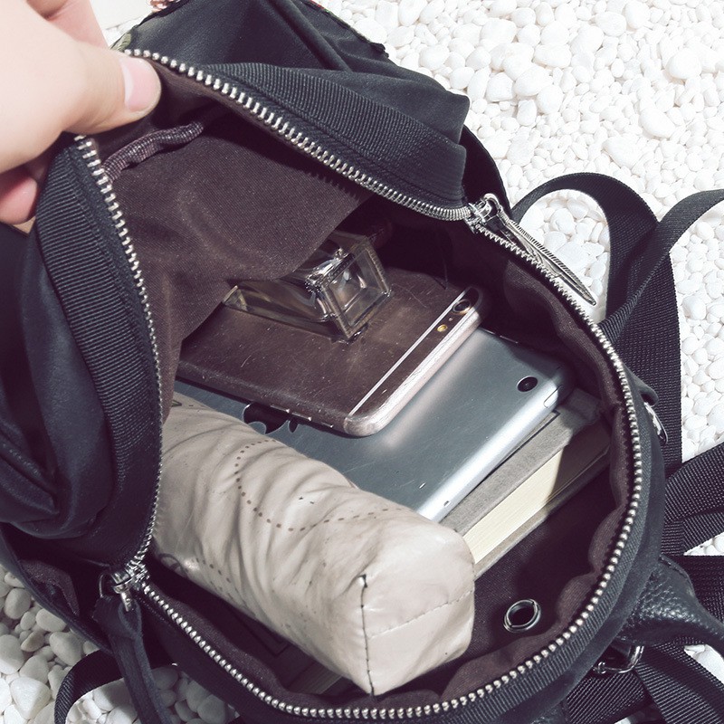 Tas Fashion Wanita Ransel Mini Cantik Style Retro Gambar Capung Rajutan Tangan PU Leather