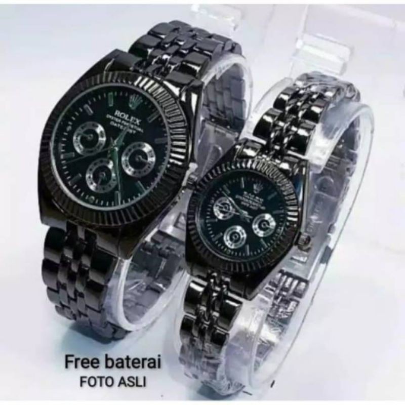 (Grosir)Jam Tangan Couple Rolex Kombinasi Strap Rantai(Terima Cod)