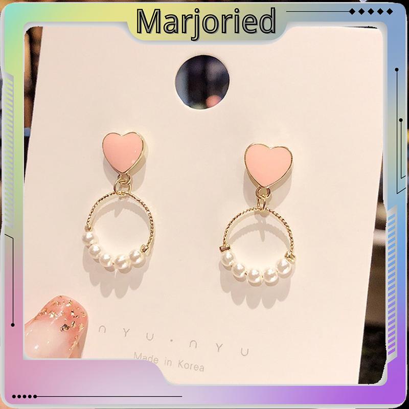 Anting geometris cincin kecil anting -anting mutiara cinta manis-MJD