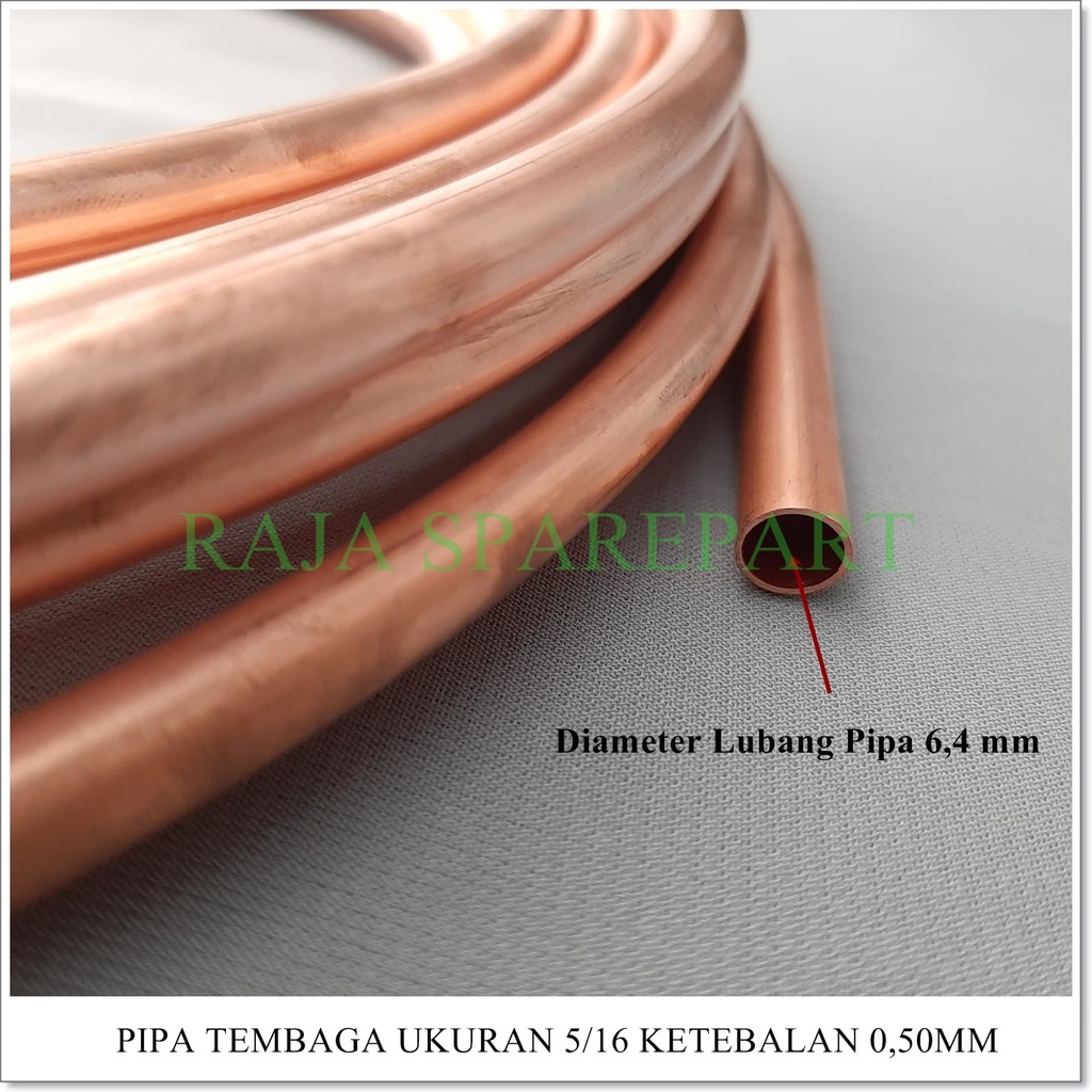 Pipa Tembaga ukuran 5/16&quot; KETEBALAN 0,50MM ( harga eceran per 1 meteran )