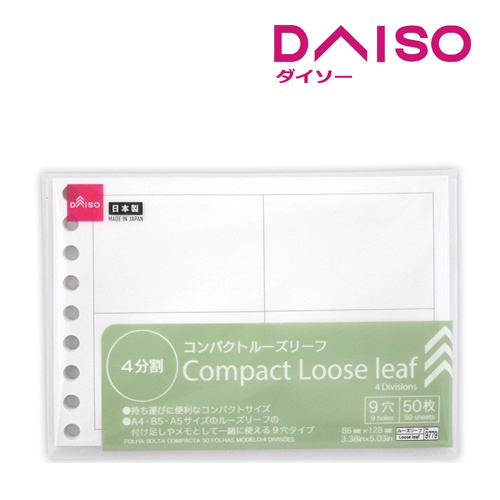 Daiso Compact Loose leaf - 4 Divisions - 50 sheets -