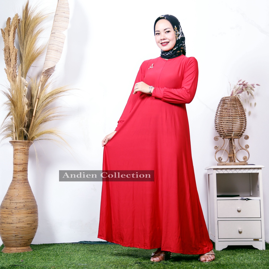 Gamis polos jersey- dress panjang- iner daleman wanita