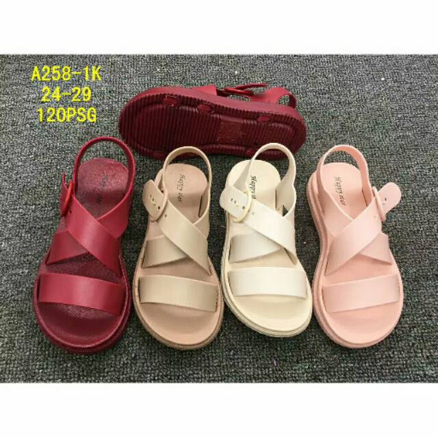 Sandal Anak Cewek Jelly Tali Silang / Sandal Tali Strip Gladiator Anak