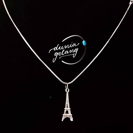 LIONTIN KALUNG TITANIUM EIFFEL SILVER / BANDUL KALUNG WANITA PRIA ANAK KADO DUNIAGELANG.ID