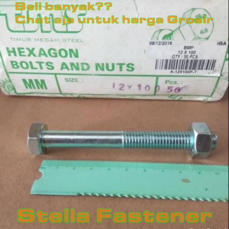 Baut Mur M12x100 Kunci 19 Putih   Grosir Baut
