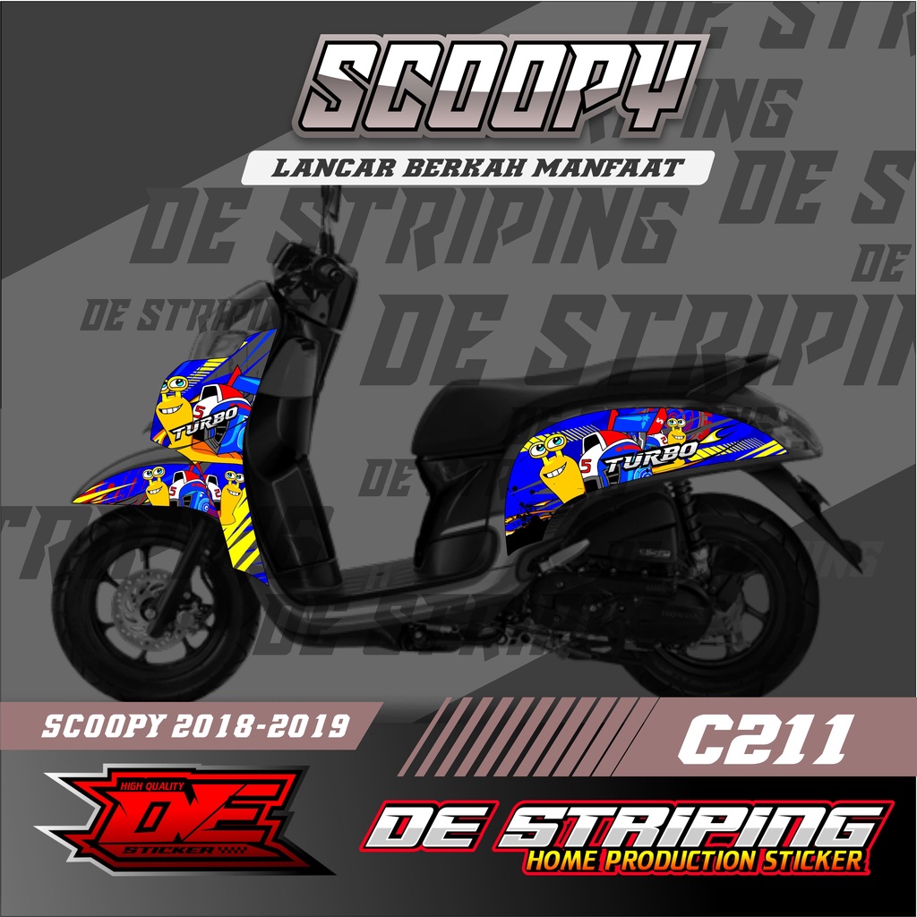 Turbo  Striping stiker Motor Scoopy (C211) stiker Motor sticker Variasi Racing Semi Full Keren 2022