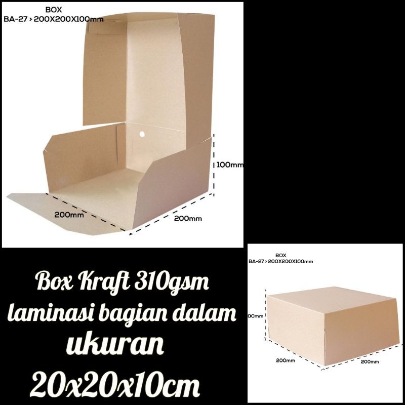 

Box Kraft laminasi 20x20x10cm kotak kue