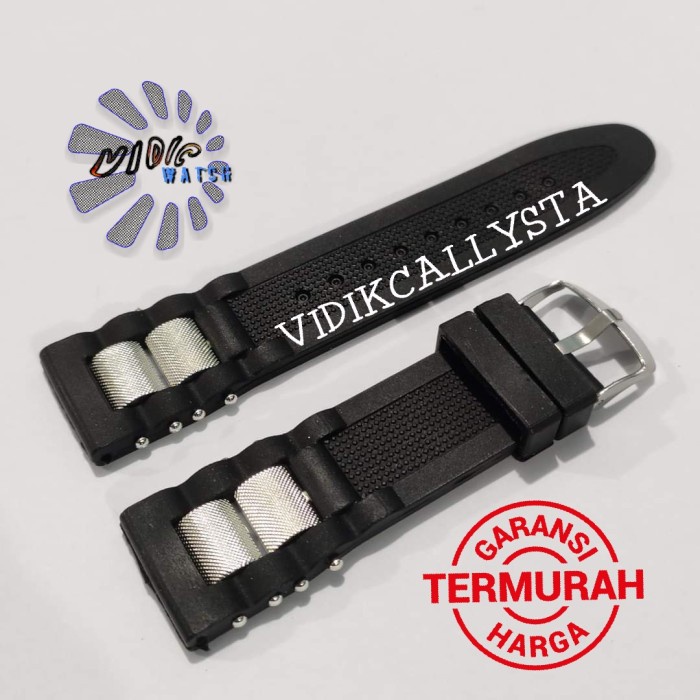 Tali karet Jam Tangan 24mm 24 MM Rubber Strap Fashion Hitam Bagus WH56