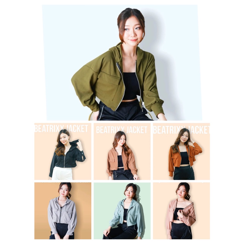 HUM - ZFSZEC OOTD Jaket Wanita Terbaru / BEATRIX OVERSIZE CROP JACKET / Jaket Crop Terbaru / Jaket C