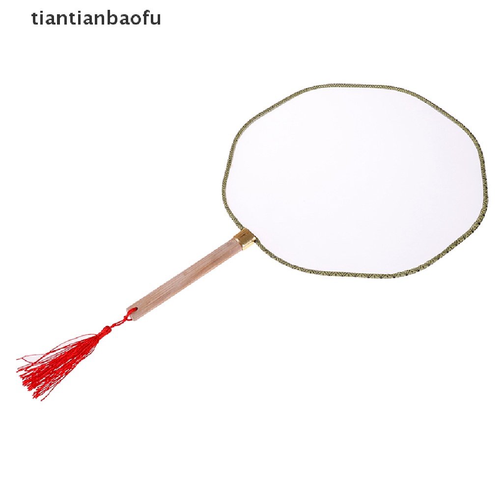 [tiantianbaofu] White Elegant Hand Fan Gong fan blank children DIY art painted fan Boutique