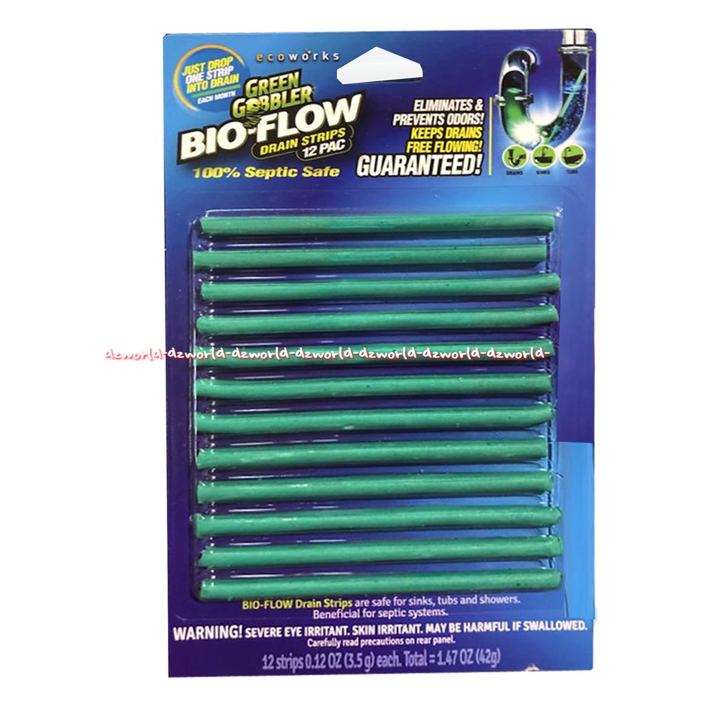 Green Gobbler Bio Flow Drain Disposal 12strips Membersihkan Lemak Greengobbler Model Stik