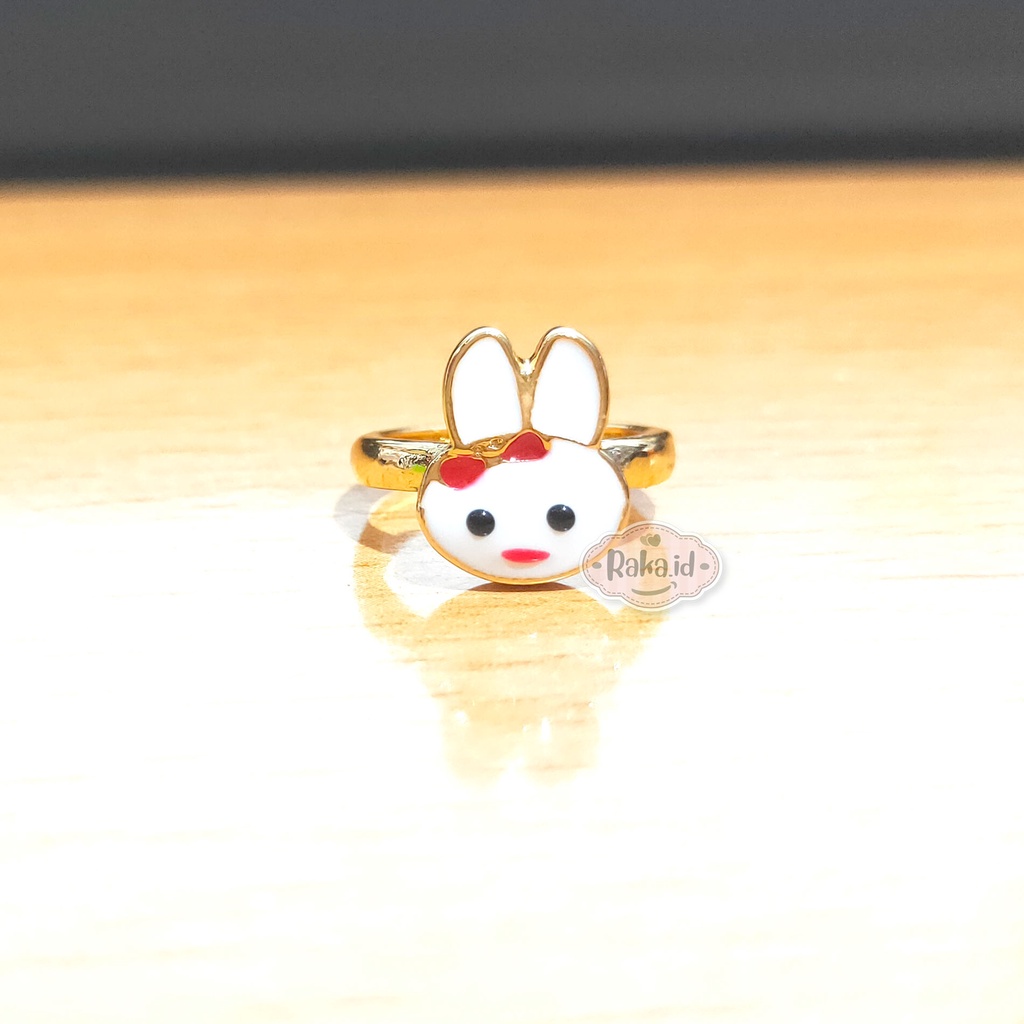 Cincin Anak Motif Bunny Kelinci Pita Merah Perhiasan Cantik Anak 1159