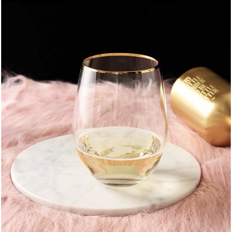 Gelas Transparan Pinggiran Emas - Transparan Glass Gold Ring