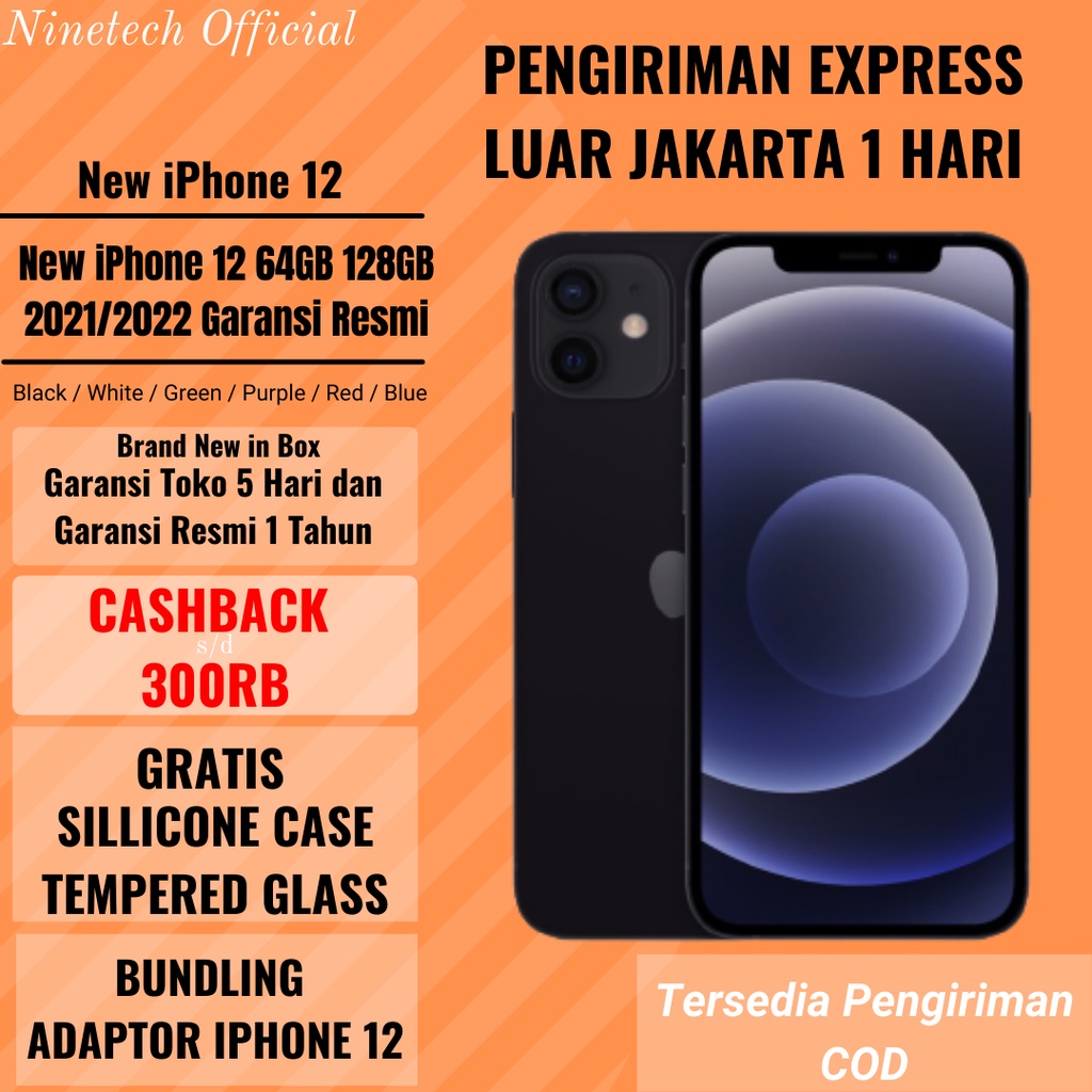 iPhone 12 2021 64GB 128GB 5G Midnight Black Blue Red  GARANSI RESMl BNIB not second