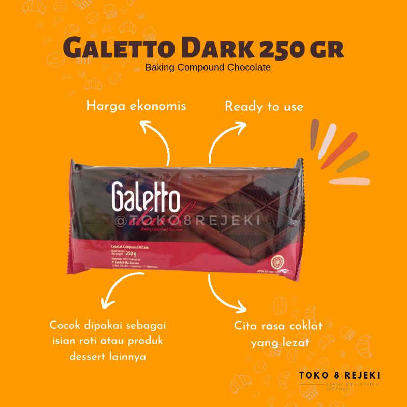 

Coklat Batangan / Coklat Compound Galetto Dark Chocolate