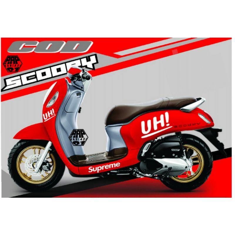 stiker UH! Supreme, stiker Scoopy, stiker motor