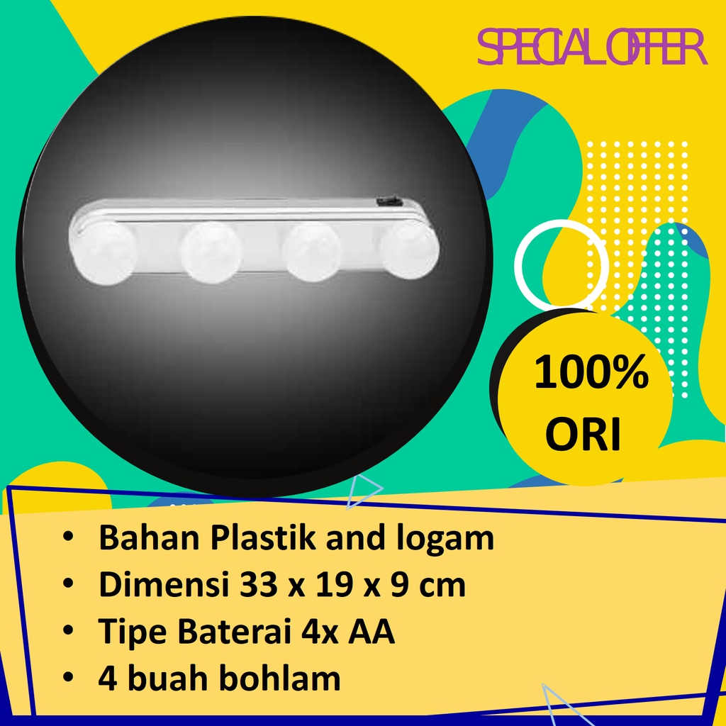 Lampu make up led bulat tempel portable/lampu makeup cermin/lampu meja rias