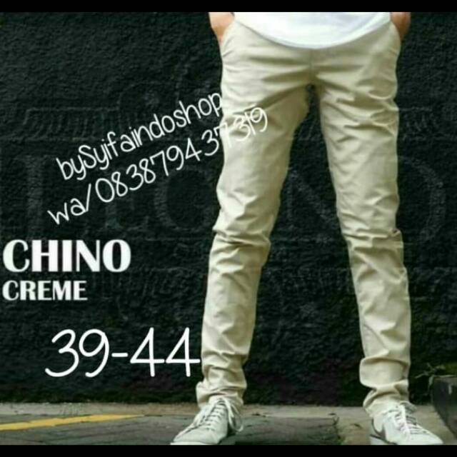  Celana  chinos cream  jumbo formal slimfit cowok  kekinian 39 