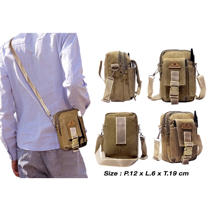 Tas Slempang Mini // Sling bag BAEPACK Gaul Kanvas Vintage Classic Pria Wanita