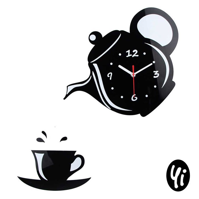Jam Dinding DIY Giant Wall Clock Quartz Besar 30cm 70cm 120cm Tempel 3D Model Kopi Kafe Cafe Unik Kece Pajangan Hiasan Resto Dekorasi Dapur Ruang Makan Rumah Aesthetic Dekor Wolf-Model 4