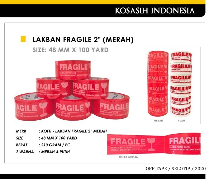 

LAKBAN FRAGILE 2 INCH 100 YARD - MERAH