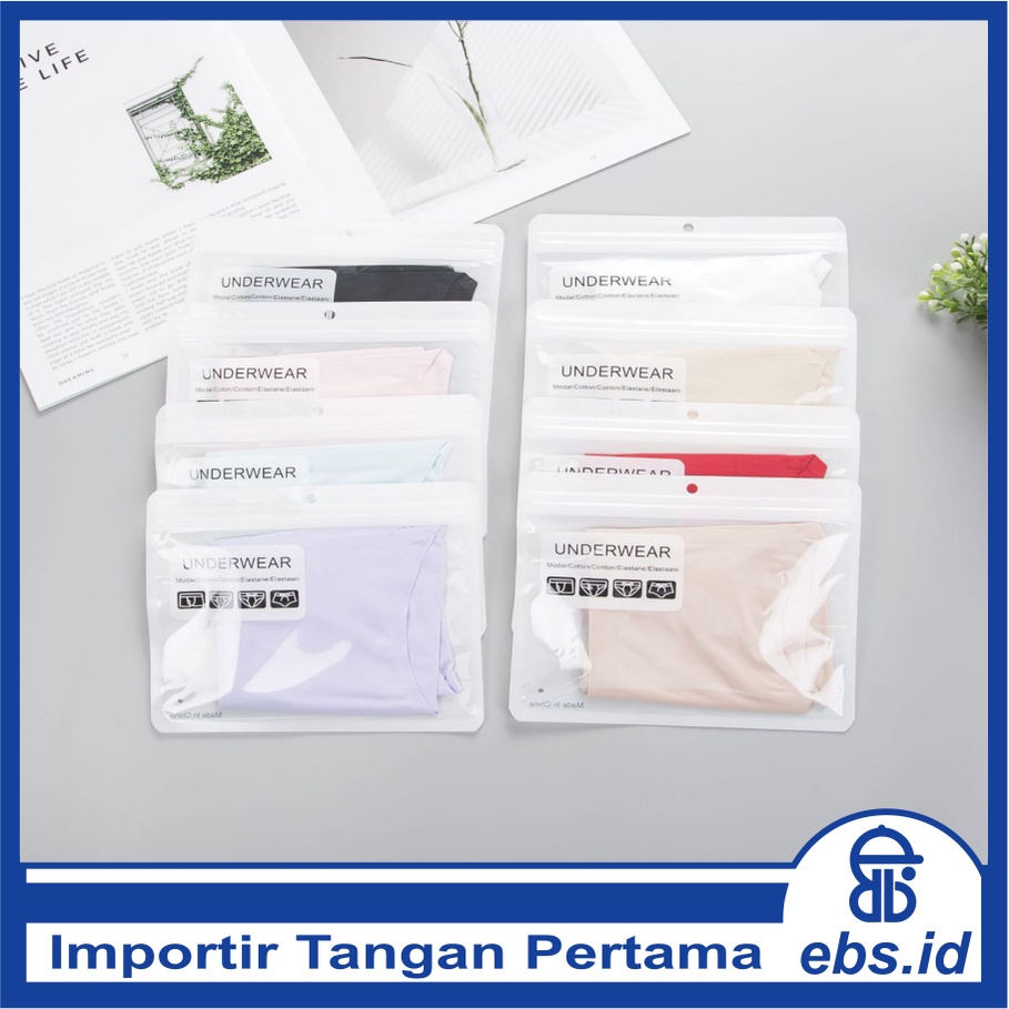 𝐄𝐁𝐒 ✅ PW077 Pakaian Wanita Brief Seamless Packing Plastik Ice Silk Lembut Wanita Import PW077