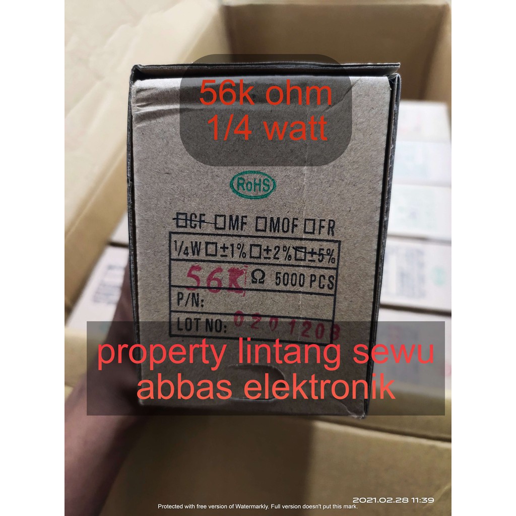 10PCS resistor 56k ohm 56 kilo ohm 56000 0.25 watt