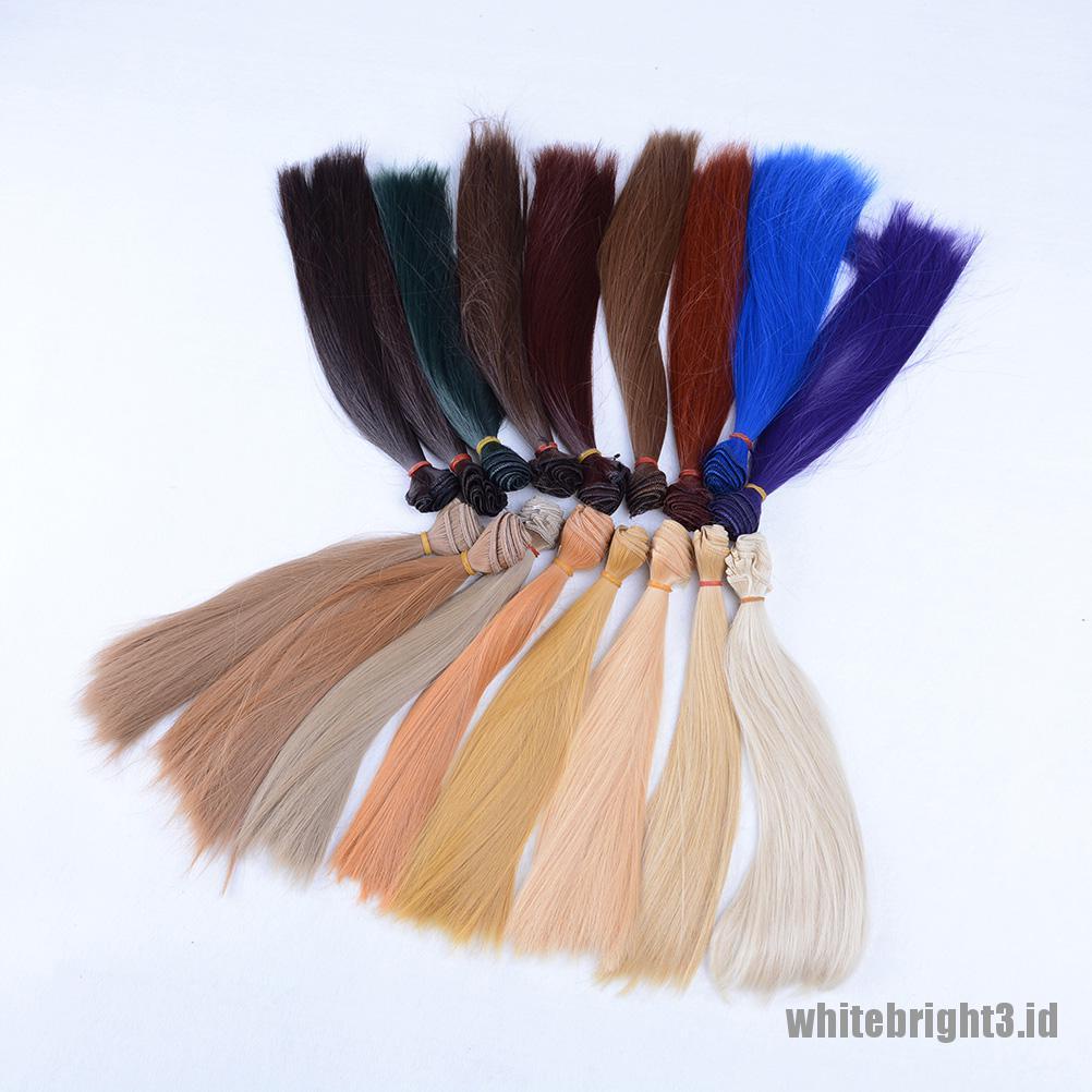 (white3) Wig / Rambut Palsu Lurus Tahan Panas Ukuran 25cm X 100cm Untuk Boneka BJD 1 / 3 1 / 4 1 / 6