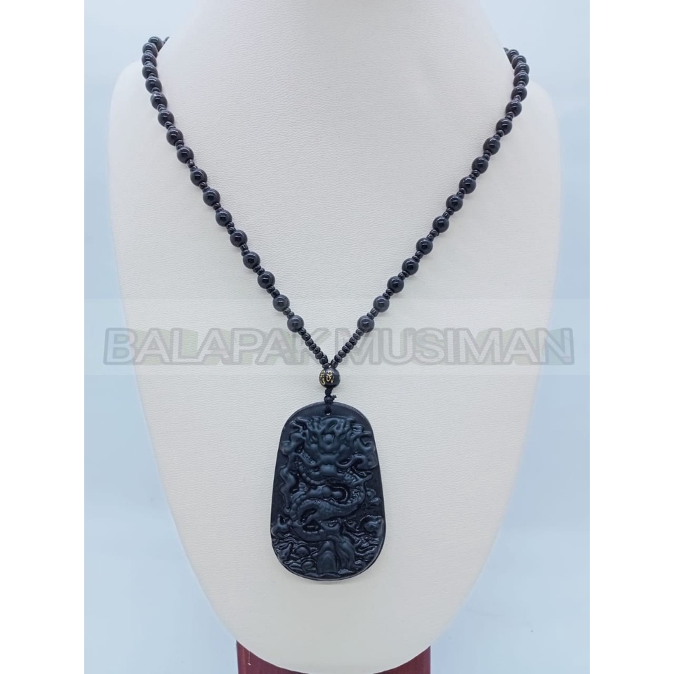 KALUNG PRIA LIONTIN GIOK HITAM / KALUNG BLACK JADE NAGA DRAGON TERMURAH