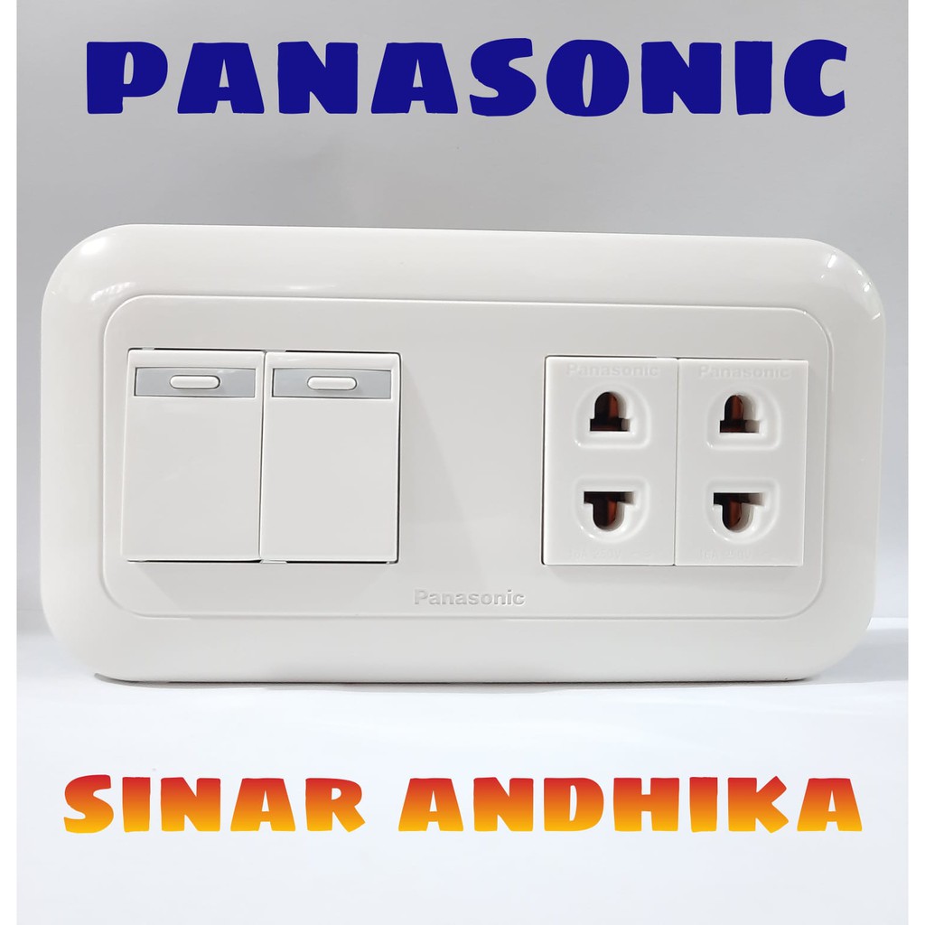 SAKLAR SERI KECIL + STOP KONTAK DOUBLE UNIVERSAL PUTIH PANASONIC WEJ 78049 3119